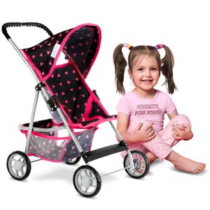 Poussette 3 roues Sport Rose - Pliable - Poignee reglable 33-62cm -  70x33x62cm - Cdiscount Jeux - Jouets