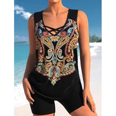 Haut De Maillot De Bain Tankini Armaturé Rembourré Nylon/Élasthanne  Couleur Unie