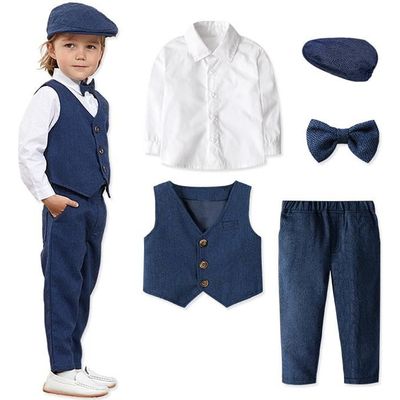 Costume Bébé Garçon Chemise + Gilet + Pantalon - Cérémonie Baptême Mariage