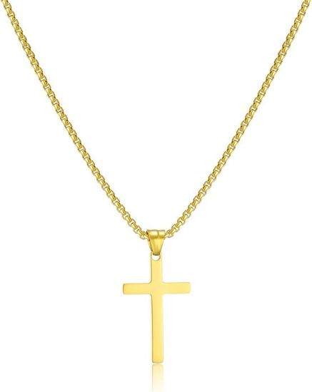 Collier Croix Homme En Acier Inoxydable Argenté - Chaîne Avec Pendentif Croix