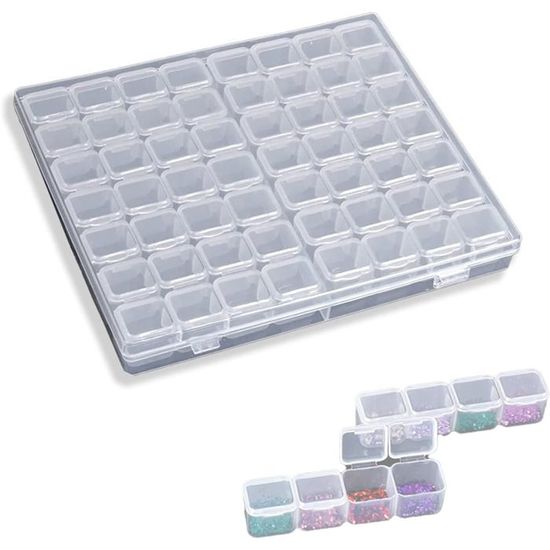 56 Grilles Boîte Rangement Perle Diamants, Compartiment En Plastique, Transparent Conteneur De Bijoux, Boîte Organisateur Avec - Beaux-Arts et Loisirs créatifs
