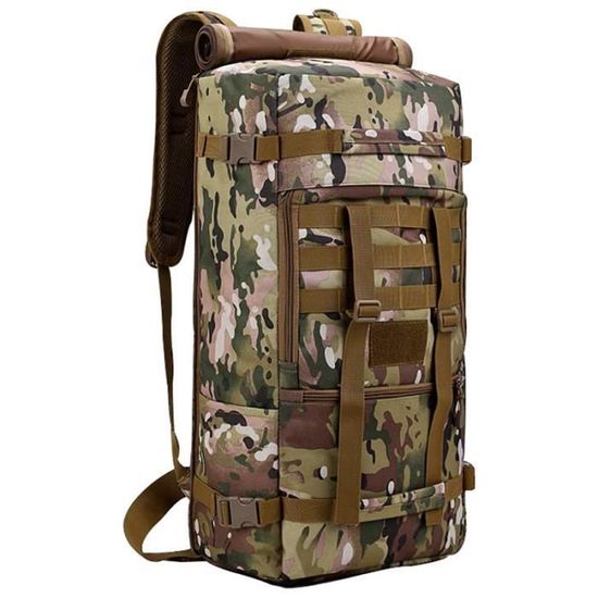 Sac Homme Femme Unisexe Sac à Dos Tactique Militaire 50 Litres Noir - Pour Randonnée Et Outdoor Sac à Dos Militaire 50 Litres Noir Imperméable