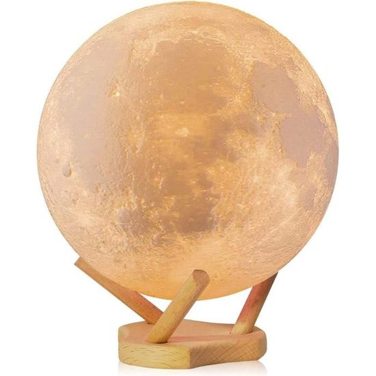 Lampe Lune, 15 Cm, 16 Couleurs, Led, Impression 3D, Avec Fonction