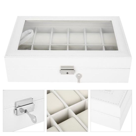 Boîte De Rangement Verrouillable Pour Pièces De Montre - 6 Compartiments - Transparente Et Bleue, En Plastique