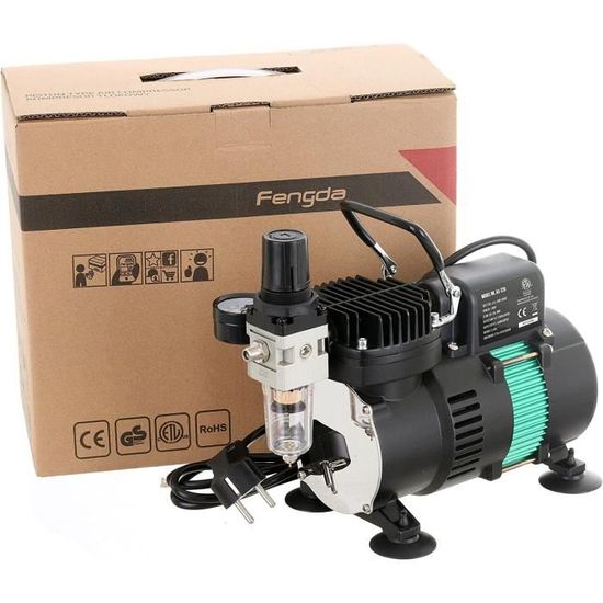 Fengda FD18-2 Aérographe à piston unique sans huile Mini compresseur sans huile à piston unique avec régulateur, piège à hdité p76 - Bricolage Fengda FD18-2 Aérographe à piston unique sans huile Mini compresseur sans huile à piston unique avec régulateur, piège à hdité p76 - Bricolage