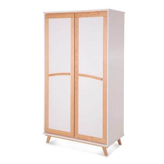 Armoire 2 Portes Bois Massif Blanc Cosette L 106 X L 56 X H