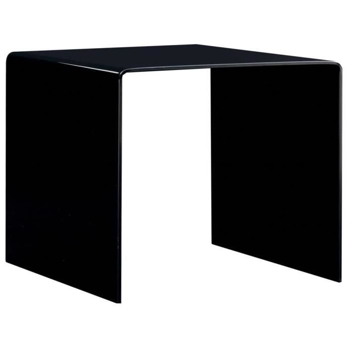 FIHERO Table basse Noir 50 x 50 x 45 cm Verre trempé