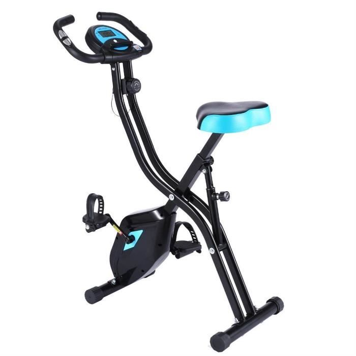 Vélo d'appartement Pliable - Bike Vélo Dossier - 10 Niveaux de Résistance - Avec fonction APP - Écran LCD - Capteurs de Pouls intég