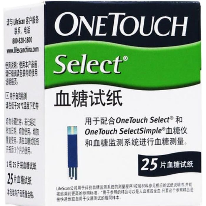 One Touch / OneTouch Select Simple Bandelettes de test de glycémie 25pcs