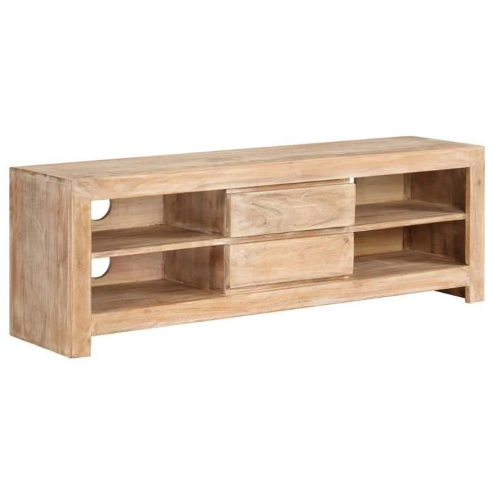 FLE Meuble TV Bois d'acacia massif 120 x 30 x 40 cm Marron clair