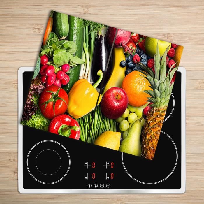 Tulup Glass Planche à découper avec couvercle protecteur pour cuisine résistant chaleur 2x30x52 cm - „Cuisine Italienne”