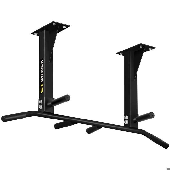 Barre de Traction Murale Multifonction Plafond Musculation Maison GR-PU110B (6 Prises, Noire, Max. 400 Kg, Matériel Montage Compris)
