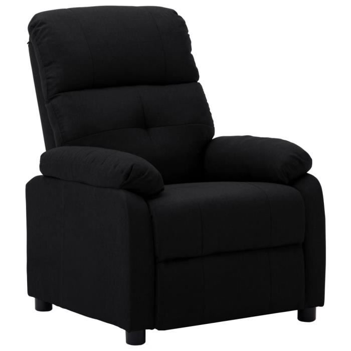 Fauteuil de relax -Fauteuil inclinable- Noir Tissu