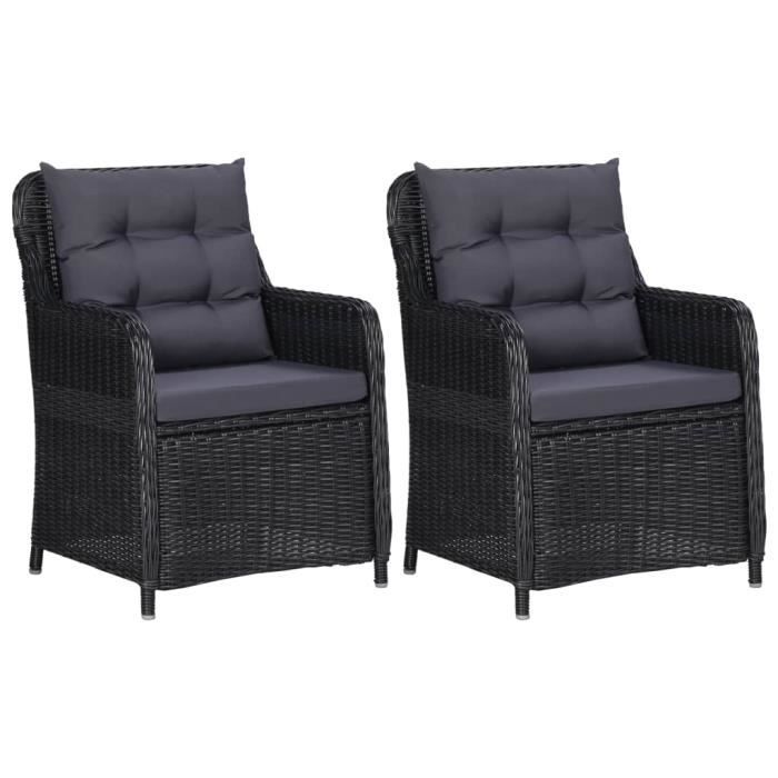 Magnifique- 2 x chaises Bistro Lot de 2 Chaises de jardin avec coussins -Chaises d'extérieur - Fauteuil de Jardin Résine tressée ®FV