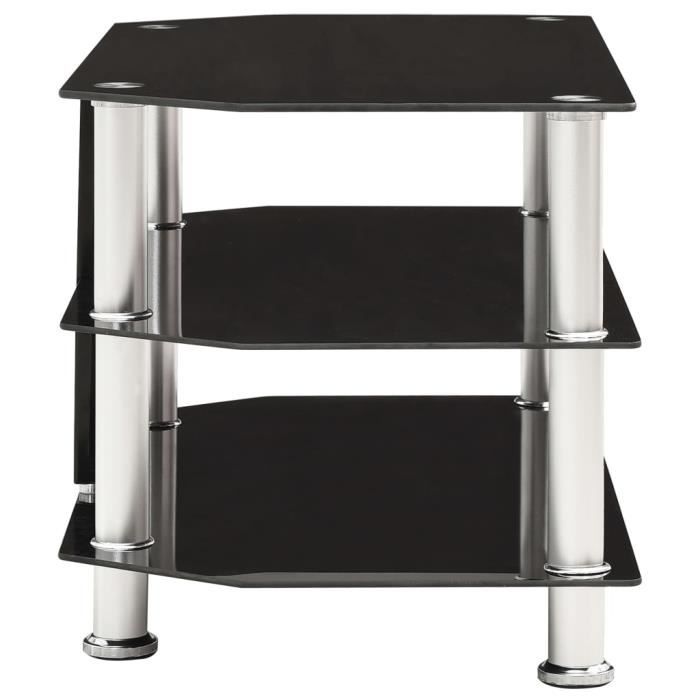 296109 - Design Furniture - Meuble TV Contemporain - Meuble HI-FI Banc TV Noir 75x40x40 cm Verre trempé