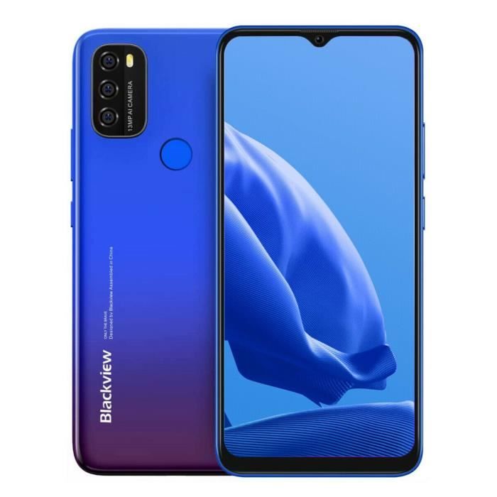Smartphone Pas Cher Blackview A70 Pro 4Go + 32Go Écran 6,52 Pouces HD+ 5380mAh 5MP + 13MP Android 11 Quad-core Empreinte - Bleu