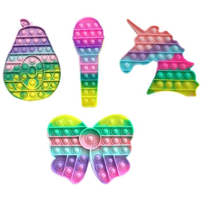 Pop it Go Pop -lot de 4- Fidget Toy- Pop Bubble coeur dauphin minnie milk shake