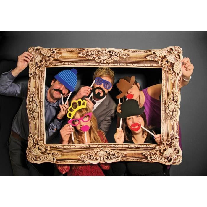 Photo Booth Requisite Photo Cadre doré, en carton, avec 24 accessoires