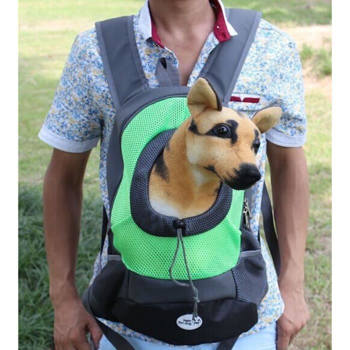sac de chien transport sac pour chien Chat à Dos Réticulaire Sac Ventral 40x35x17cm vert