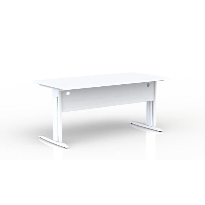 EOL - Bureau rectangulaire L 160 cm - Plateau blanc - Piétement blanc -