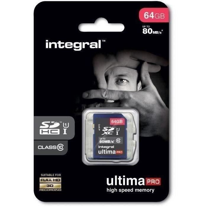 INTEGRAL Cartes mémoire SDHC - 64 GO- CL 10-80