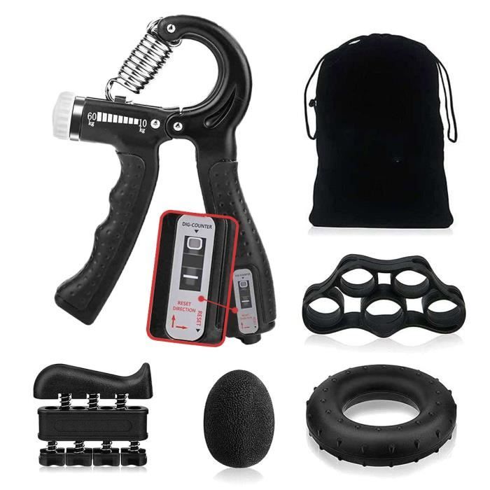 Hand Grip Strengthener,Musculation Main Kit de 5,Musculation Avant Bras,Réglable Résistance 5-60 Kg,Hand Grip Musculation