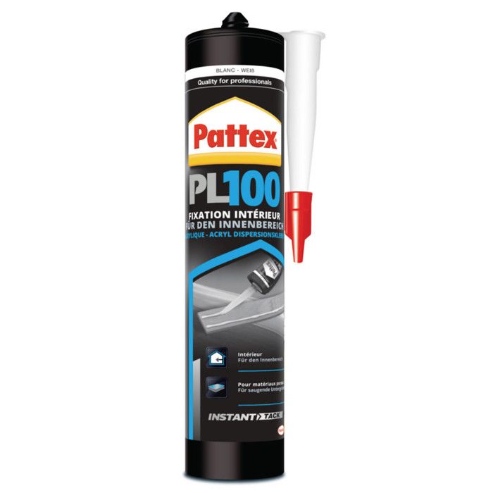 Pattex colle fixation pl100 cartouche 380g blanc