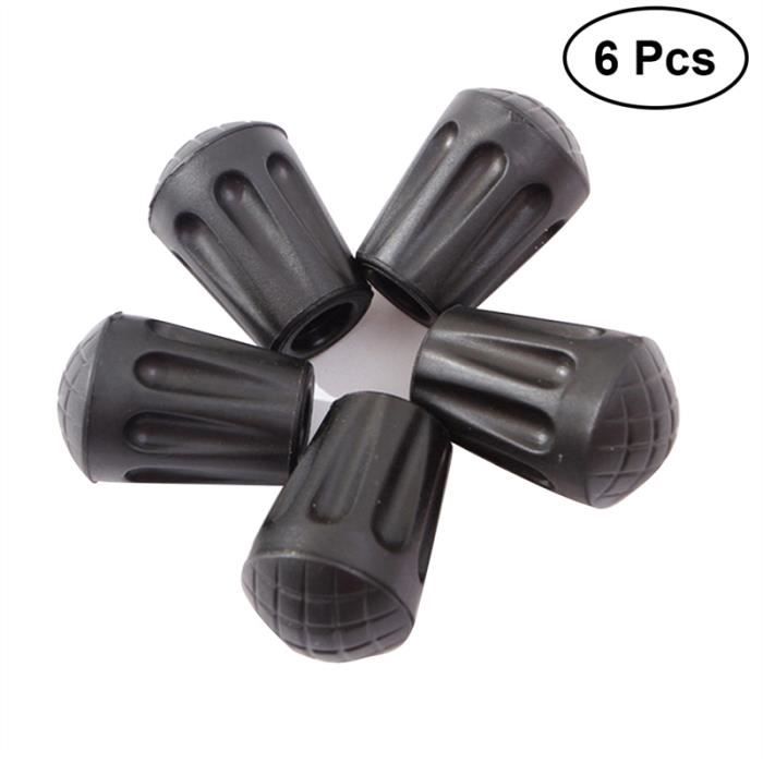 6pcs 3.3cm Marche Randonnée Bâtons Conseils de couverture de fin Embouts de béquille anti-dérapants résistant à l'usure (noir)
