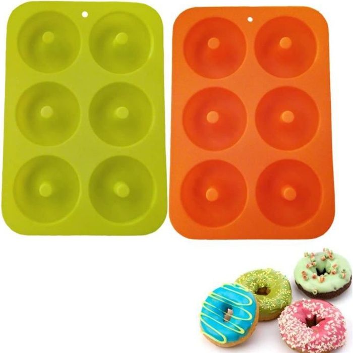 2pcs Silicone Donut Moulds Bac à pâtisserie anti-adhérent pour moule à beignet
