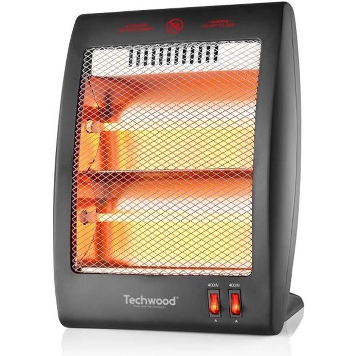 TECHWOOD 400-800 watts Chauffage Quartz - 2 Re´glages Tempe´ratures - Re´sistance au quartz - Re´flecteur Grand Angle