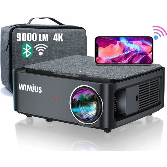 Videoprojecteur WiFi Bluetooth Full HD 1080P, 9000 Lumens WiMiUS 5G WiFi Retroprojecteur 4K Supporte Fonction Zoom avec Regla