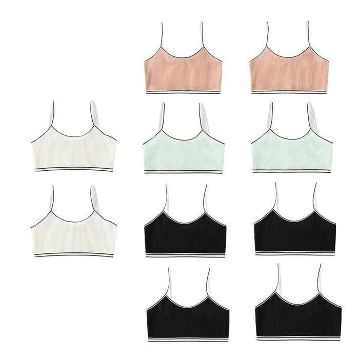 Lot De 4 Brassières Filles 7-12 Ans - Soutien-Gorge Sport Adolescentes Crop Tops Basiques Sans Armature Coton Élasthanne