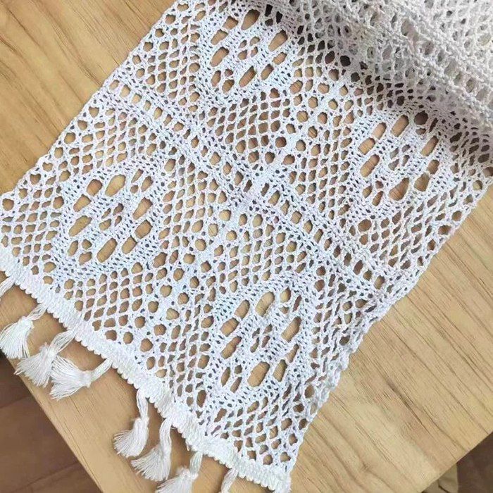 Chemin De Table Bohème Clothfuna - Jacquard Géométrique - Coton Mélangé - 33x240cm