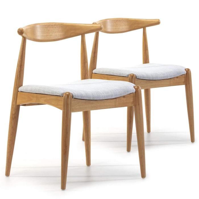 lot de 2 chaises bois massif couleur chêne - design moderne - meubles salle à manger salon cuisine