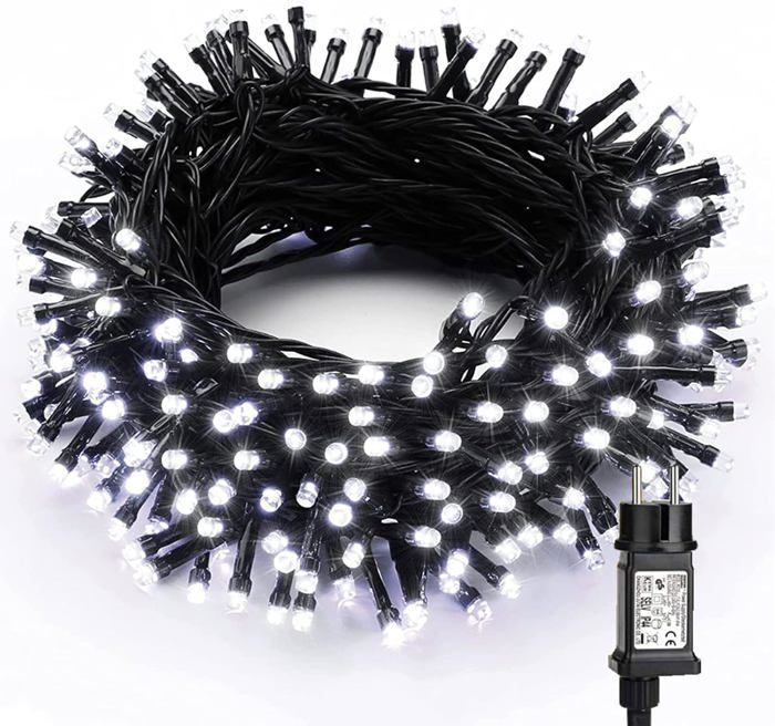 Guirlande Lumineuse Noël Intérieur Exterieur 20M 200 LED Blanc Froid Guirlande Lumineuse Electrique 8 Modes Étanche LED Lumière