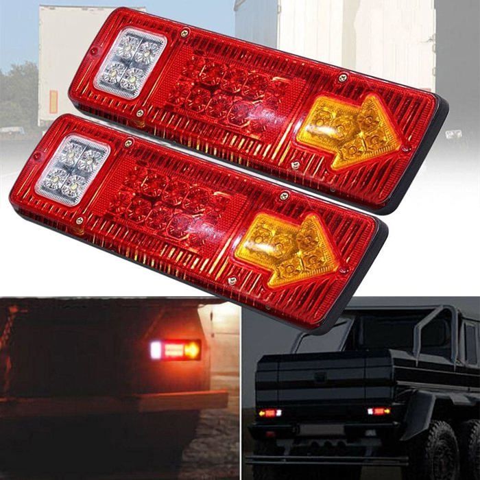 Pack De 2 Feux Arrière LED Pour Camionnette, Fourgon, Camion Ou Remorque – Longue Durée De Vie, étanche, 12V