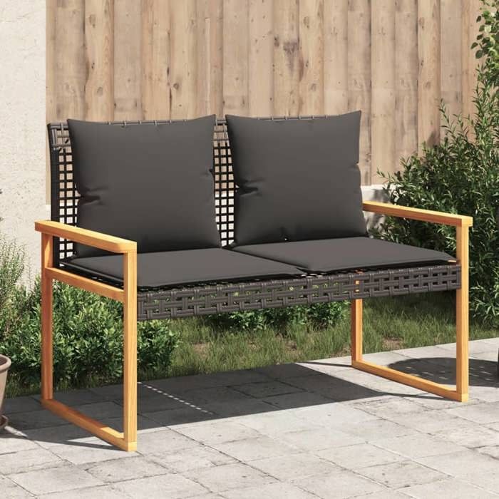 vidaXL Banc de Jardin avec Coussin Siège de Terrasse avec Dossier Banc de Parc Meuble dExtérieur Patio Résine 365862 - vue 1