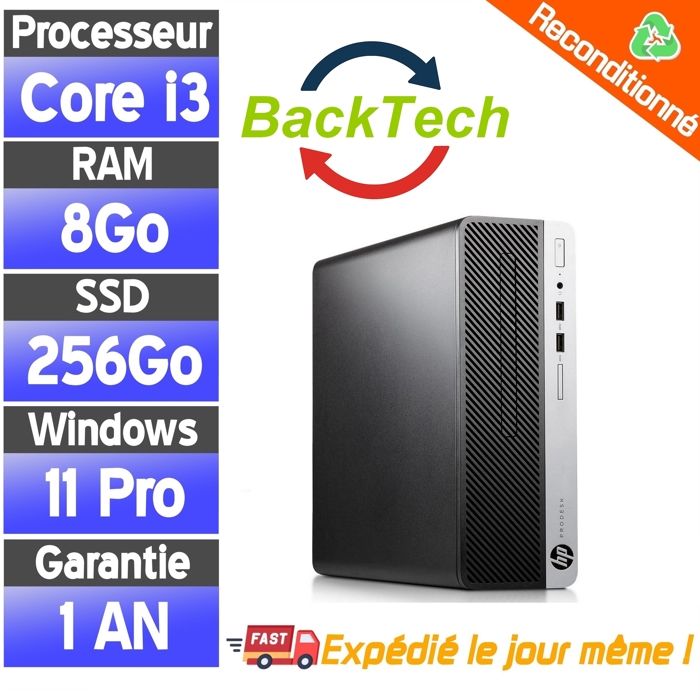 Pack Bureau PC Fixe + Écran 22 – Intel Pentium – 8 Go RAM – SSD 256 Go – Windows 11 Pro