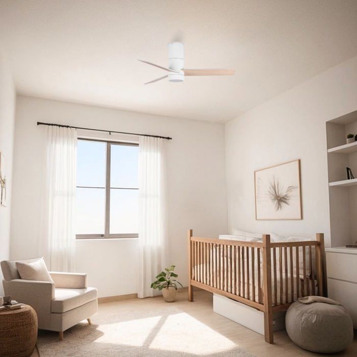 HYBRID MINI Ventilateur de Plafond Blanc/Pin avec Lumière Ø90 cm - Ventyly