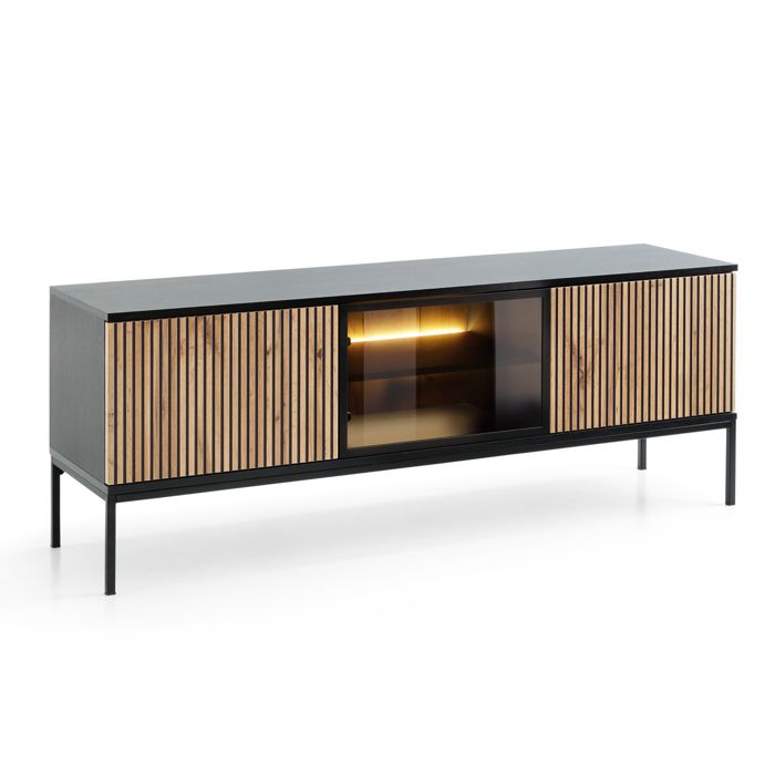 Laval TV154 – meuble TV noir mat / noir brillant largeur 154 cm hauteur 56 cm profondeur 39 cm Laval TV154 – meuble TV noir mat / noir brillant largeur 154 cm hauteur 56 cm profondeur 39 cm
