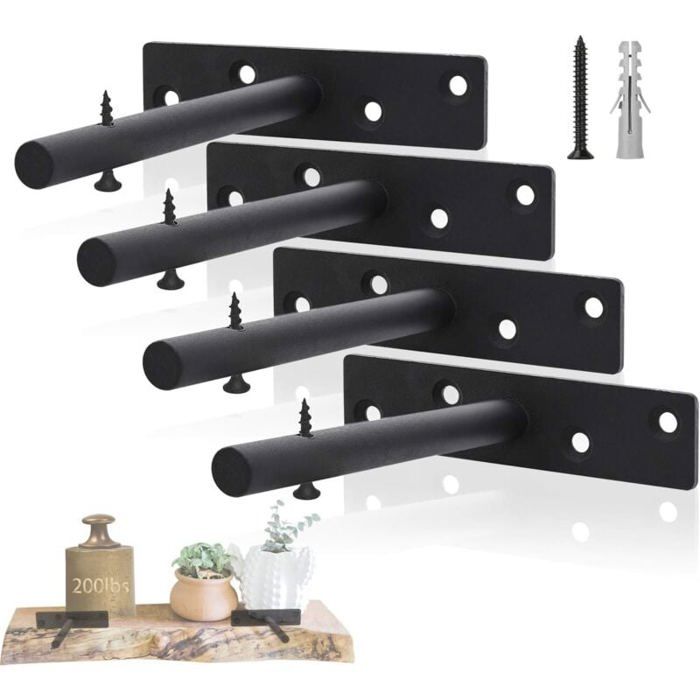équerre étagère Invisible Support Etagere en Fer Fixation Etagere Murale Equerre Charge Lourde - 4 Pièces-15 cm de long