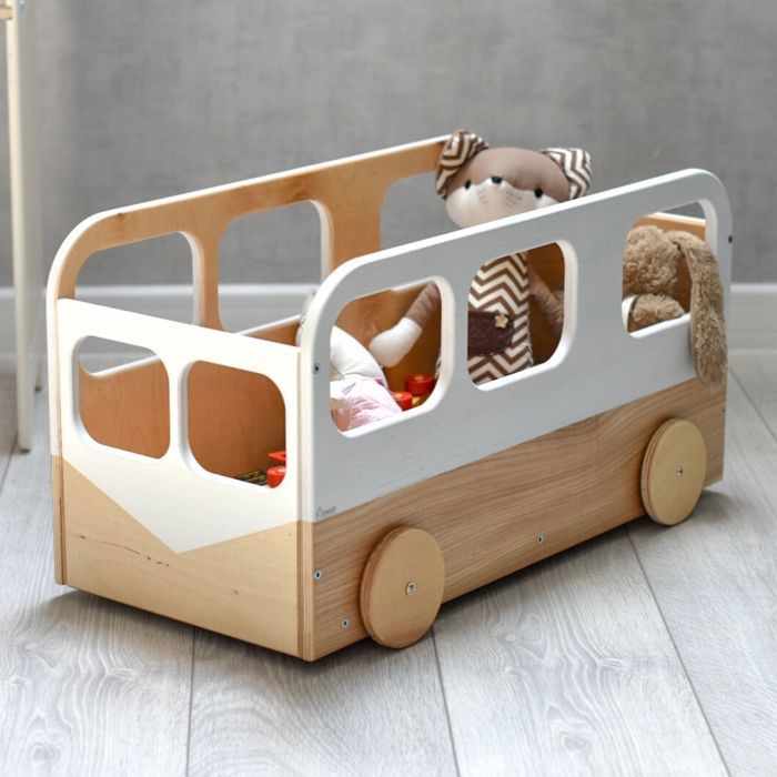 EWART WOODS Coffre à Jouets en Bois avec Roulettes – Rangement pour Jouets Enfants Bibliothèque Bébé