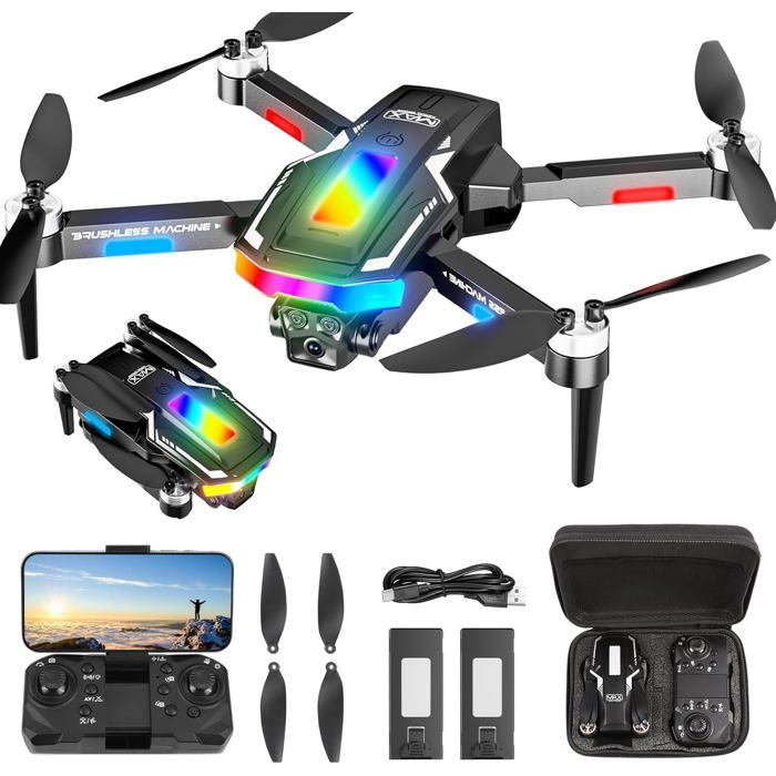 Drone avec 2 Camera Reglage electrique Camera GuKKK 4K Mini Drone Camera Pliable Active devitement dobstacles Drone Quadricopter