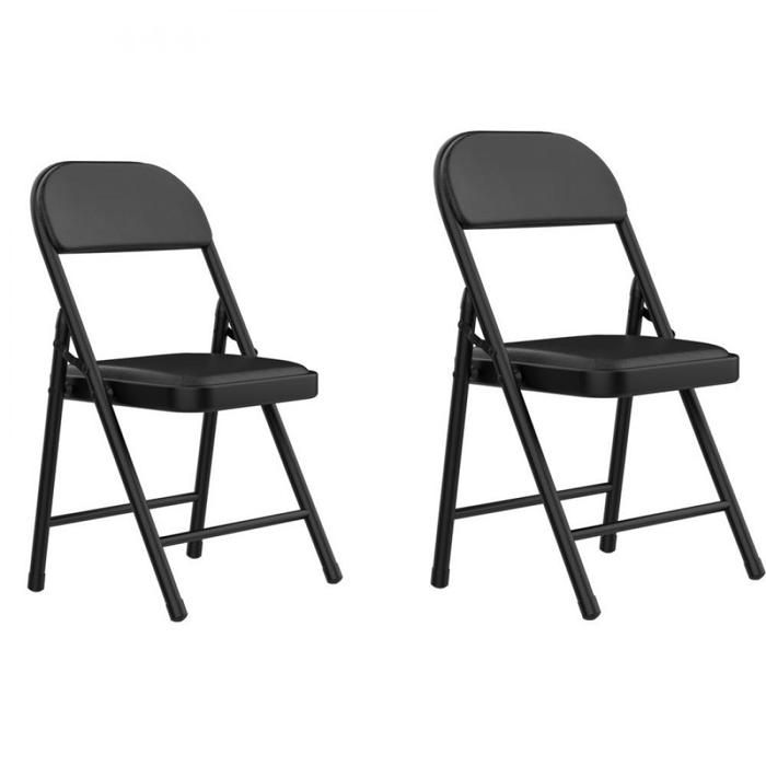 SUPFINE Lot de 2 Chaises de Camping Charge Maximale 140 Kg Chaises Pliantes Peu Encombrante Chaises de Bureau Noir
