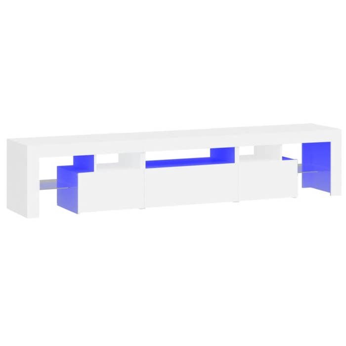 “Winter SaleTOP Armoire TV classique Blanc - Meuble TV avec lumières LED Blanc 200x36 5x40cm PRO38400