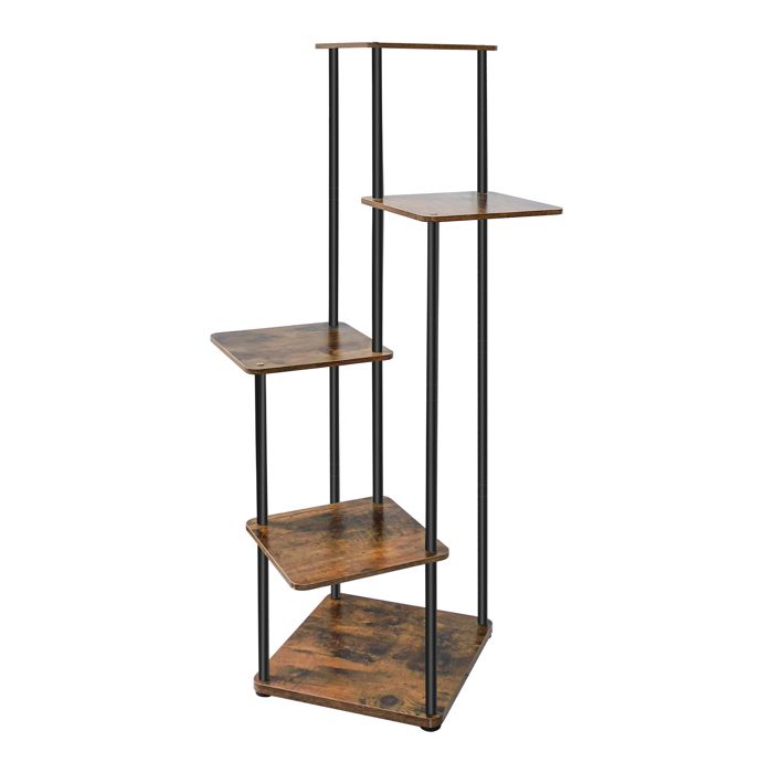 Étagère pour plantes Support de Plante en Métal Bois 5 Niveaux Présentoir de Fleurs DAYPLUS Support de Pots Fleurs Interieur