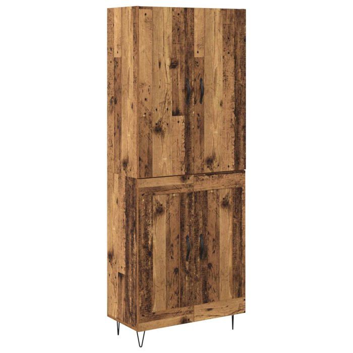 Buffet moderne en bois dingénierie - vidaXL - Bois ancien - 695x34x180 cm - Grand rangement - Poignées D-Pull en métal