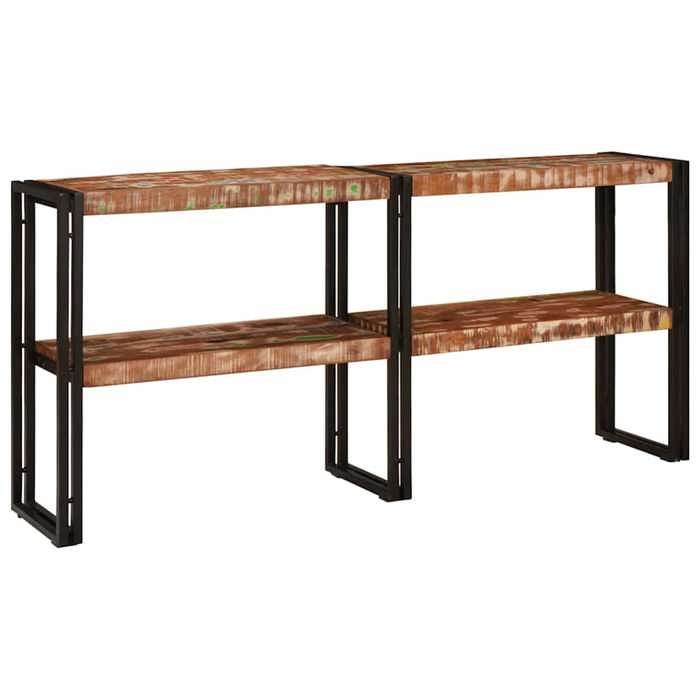 Multicolore Table console - CLARENCE - Meuble couloir - Multicolore bois de récupération massif CC603