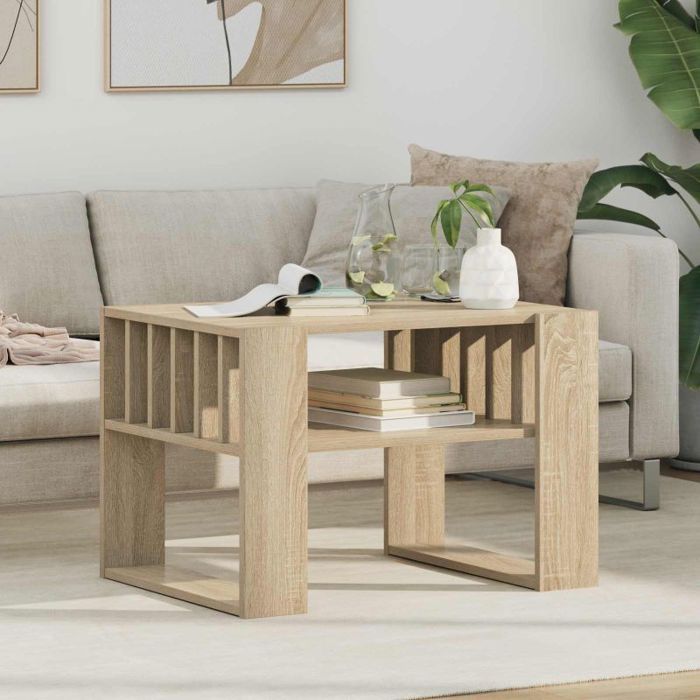 Table basse - VIDAXL - Chêne Sonoma - 66 x 49 5 x 45 cm - Bois dingénierie - Étagères intégrées