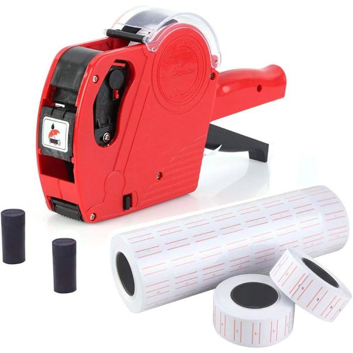 Machine de codage et détiquetage de prix entièrement automatique - Rouge - Comprend10Rouleau de papier étiquette